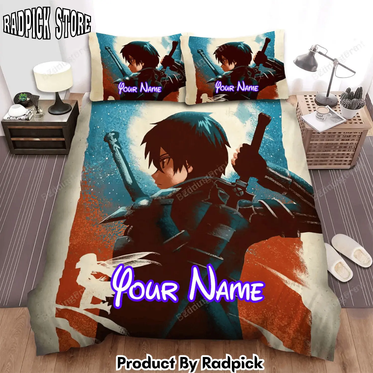 Radpick anime icons the black swordsman bed sheets duvet cover personalized name bedding sets rp3278758